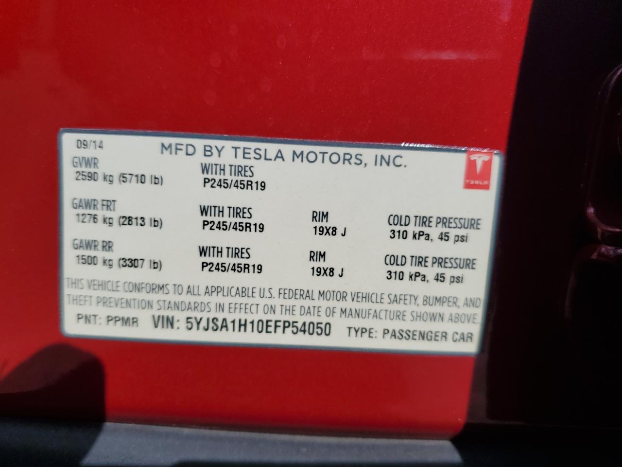 5YJSA1H10EFP54050 2014 Tesla Model S