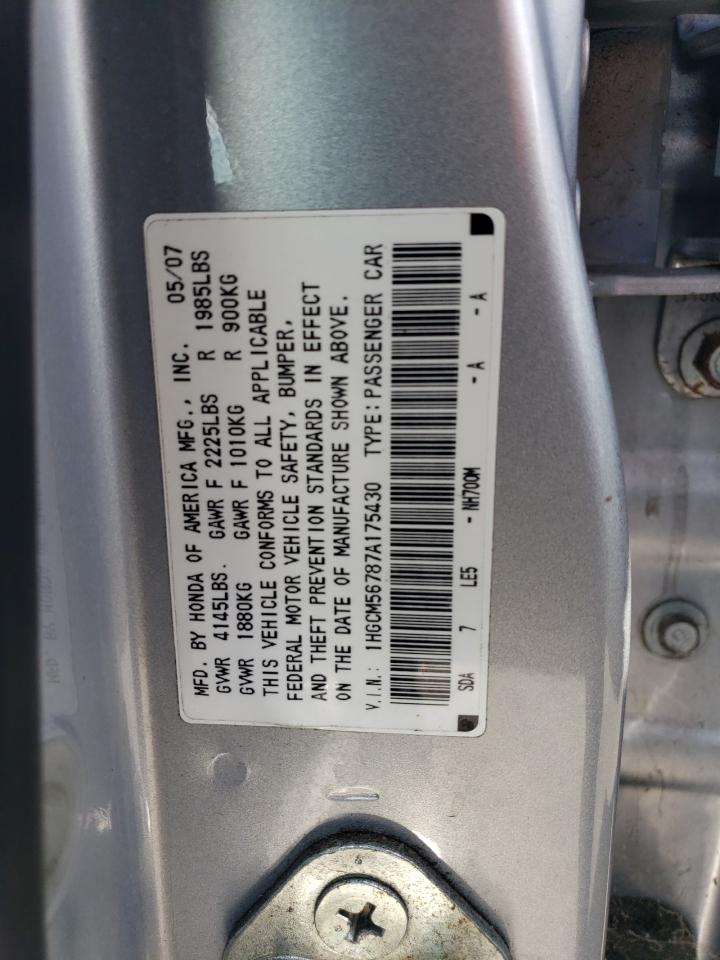 1HGCM56787A175430 2007 Honda Accord Ex