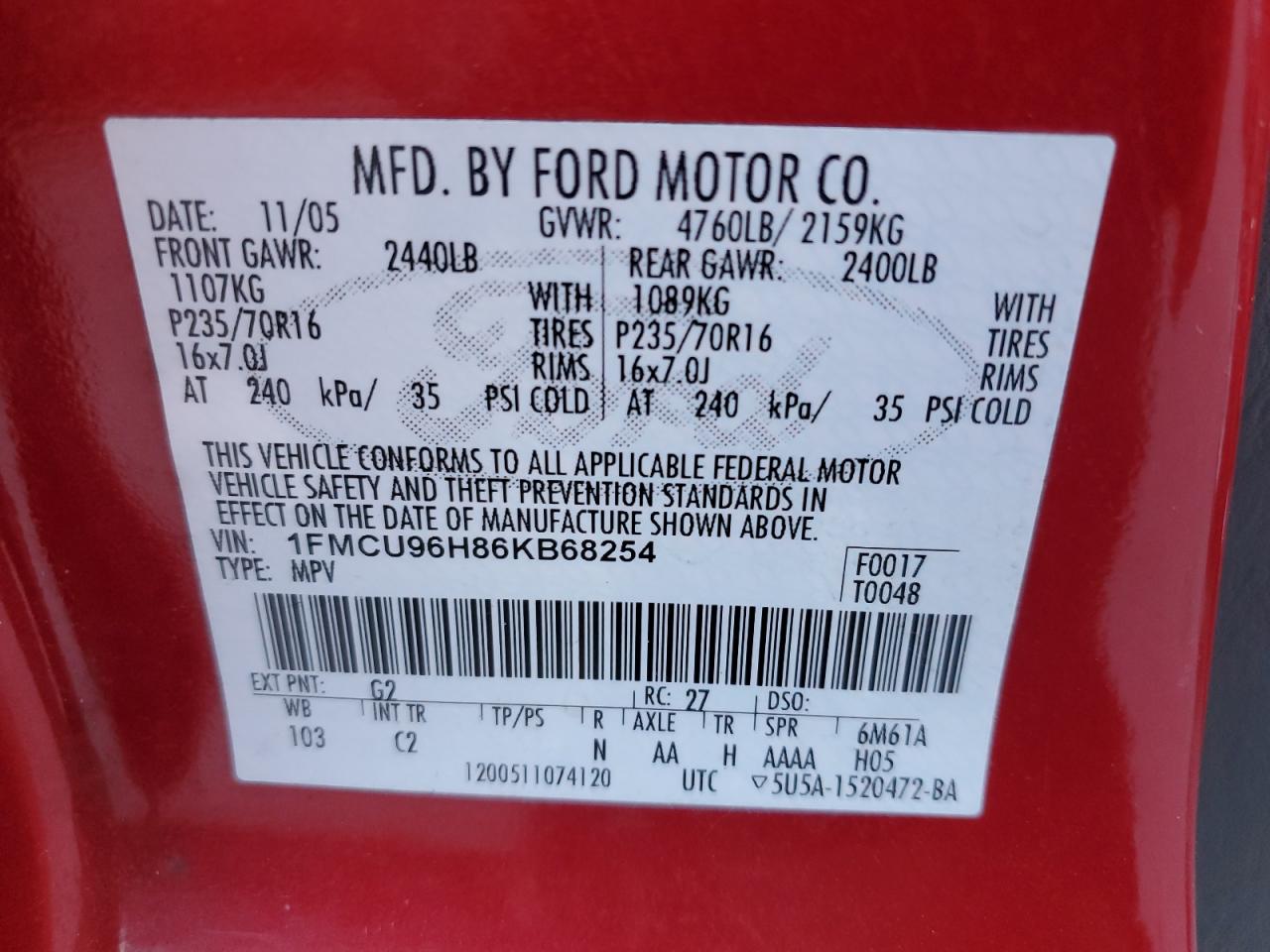 1FMCU96H86KB68254 2006 Ford Escape Hev