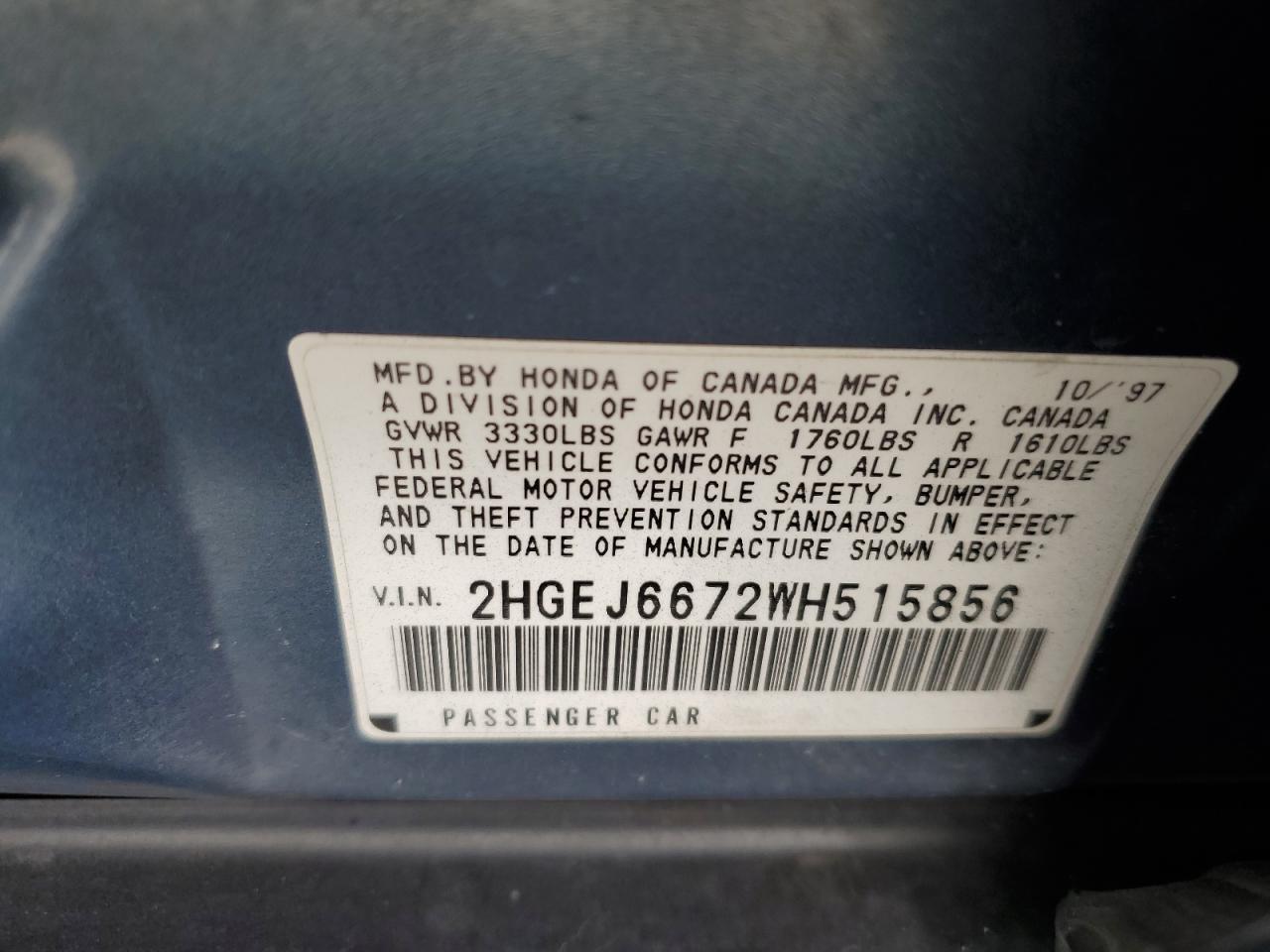 2HGEJ6672WH515856 1998 Honda Civic Lx