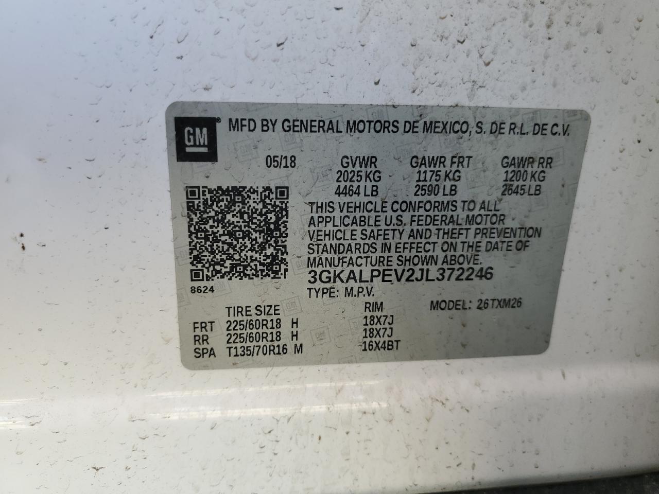 3GKALPEV2JL372246 2018 GMC Terrain Slt