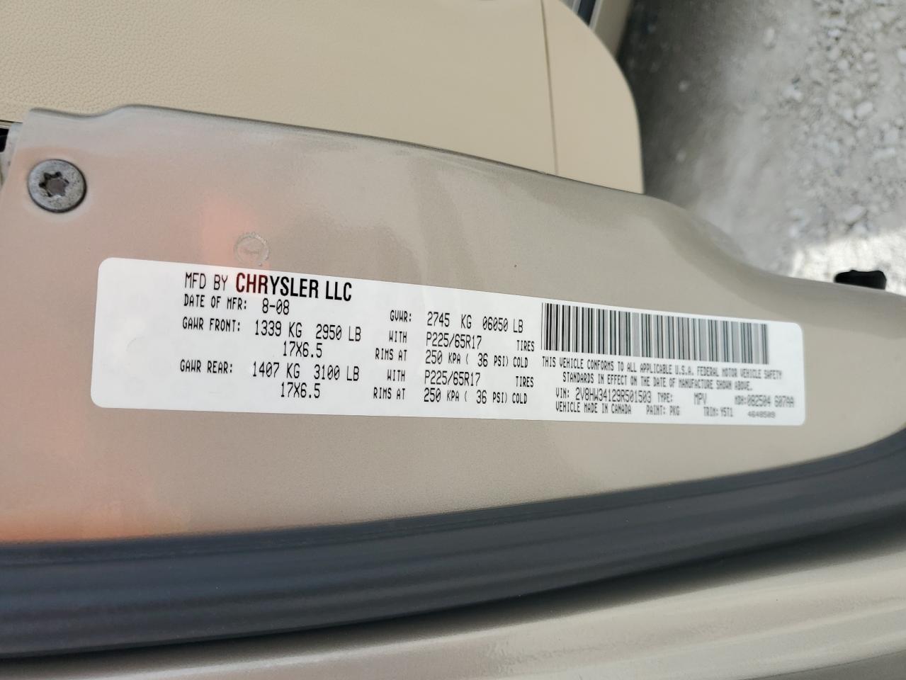 2V8HW34129R501503 2009 Volkswagen Routan Se