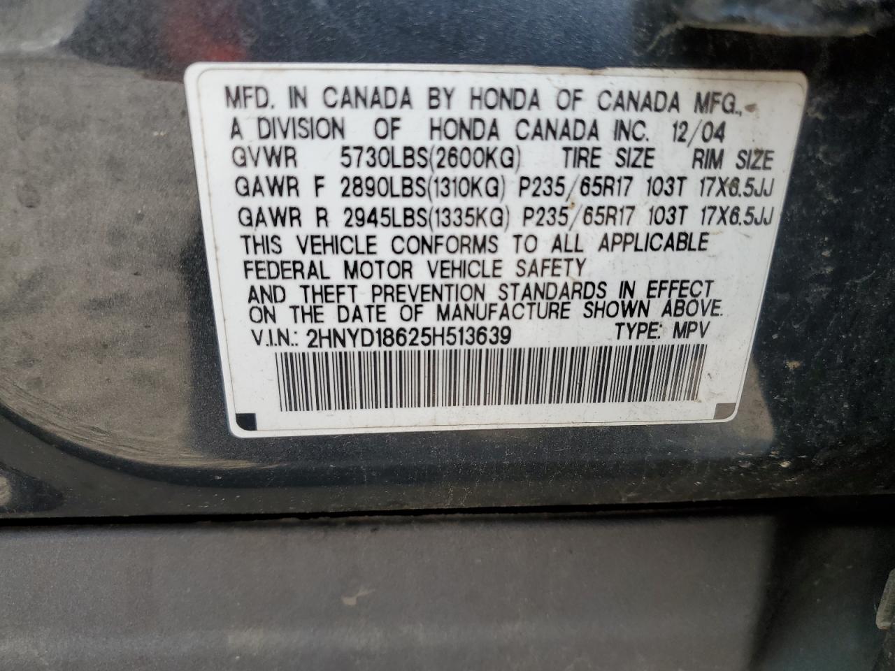 2HNYD18625H513639 2005 Acura Mdx Touring