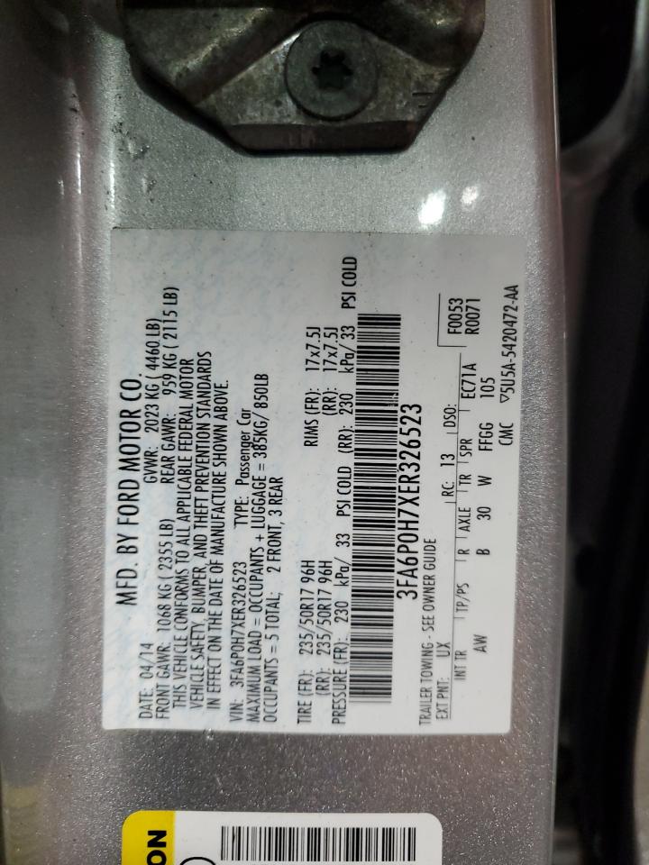 3FA6P0H7XER326523 2014 Ford Fusion Se