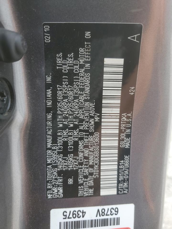 5TDYK3DC6BS013600 2011 Toyota Sienna Xle