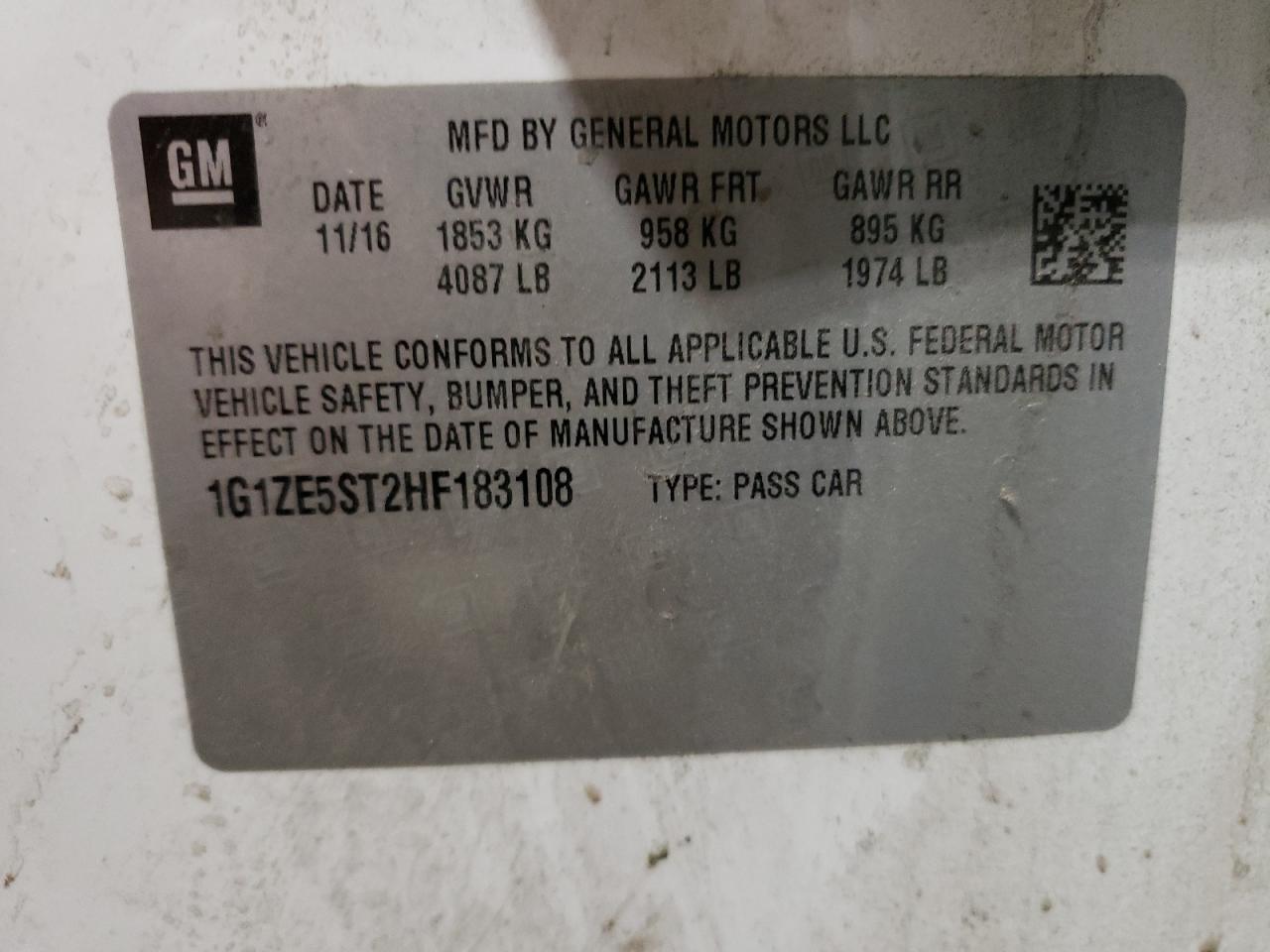 1G1ZE5ST2HF183108 2017 CHEVROLET MALIBU - Image 12