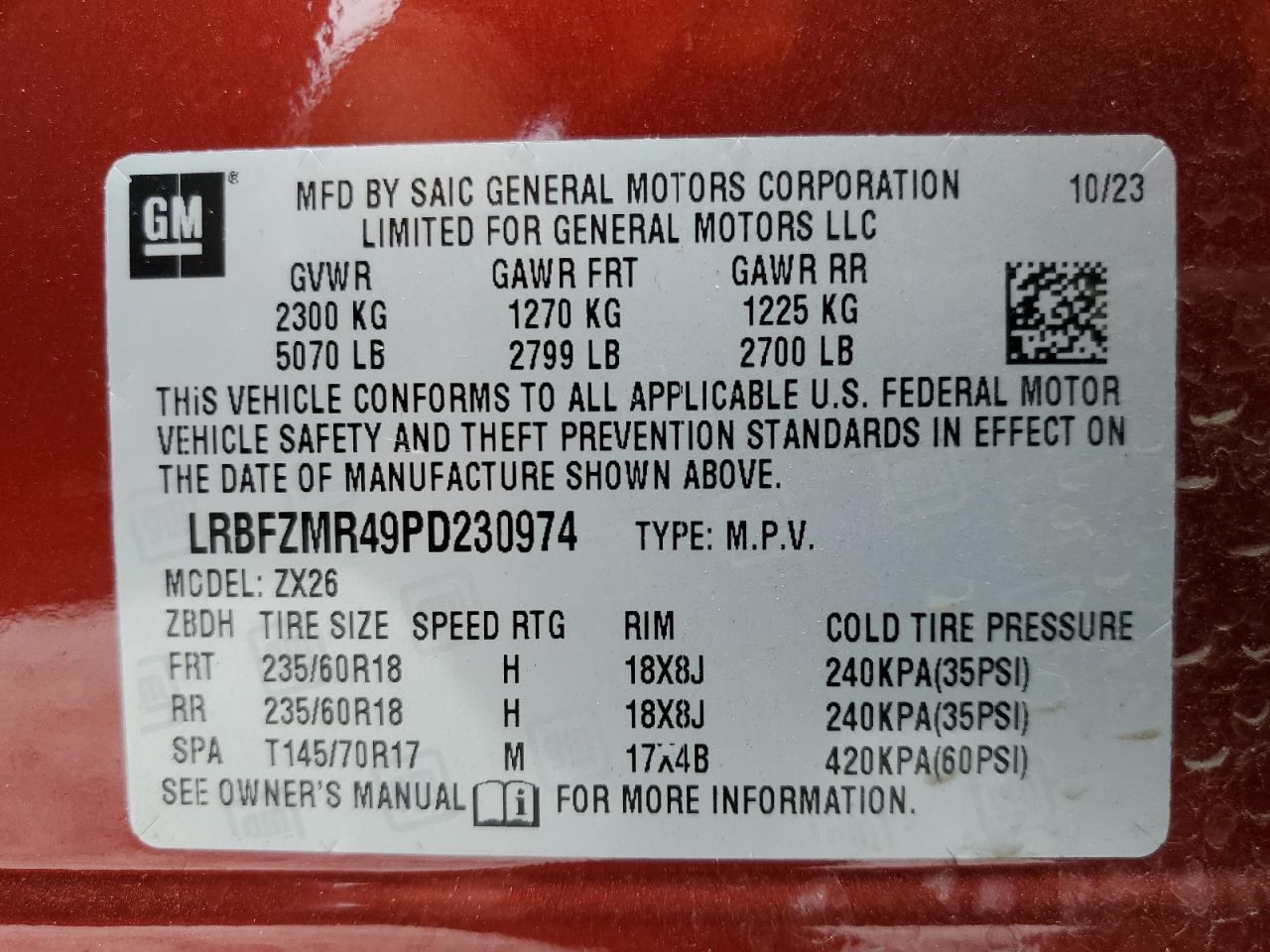 LRBFZMR49PD230974 2023 Buick Envision Preferred