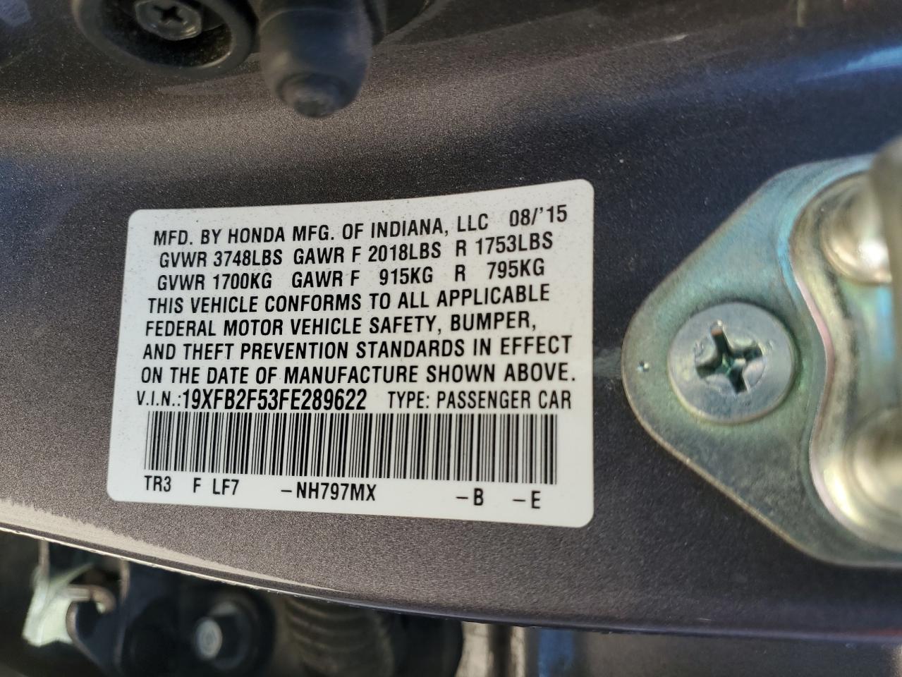 19XFB2F53FE289622 2015 Honda Civic Lx