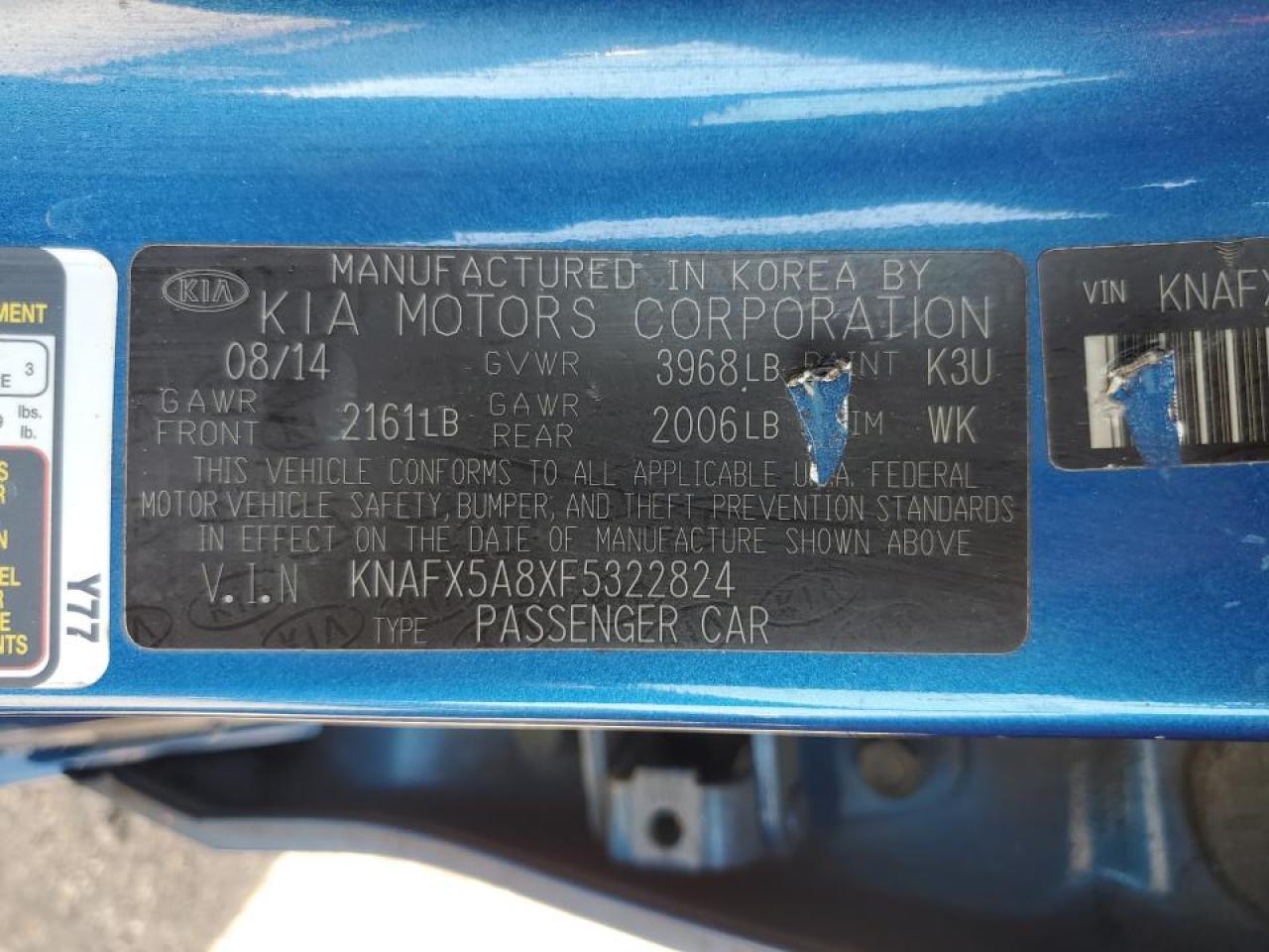 KNAFX5A8XF5322824 2015 Kia Forte Ex