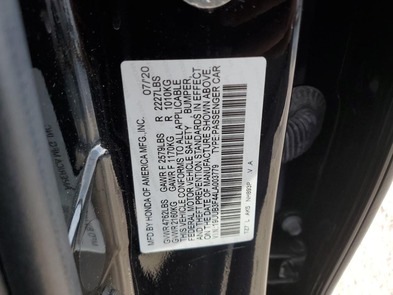 19UUB3F44LA003779 2020 Acura Tlx Technology