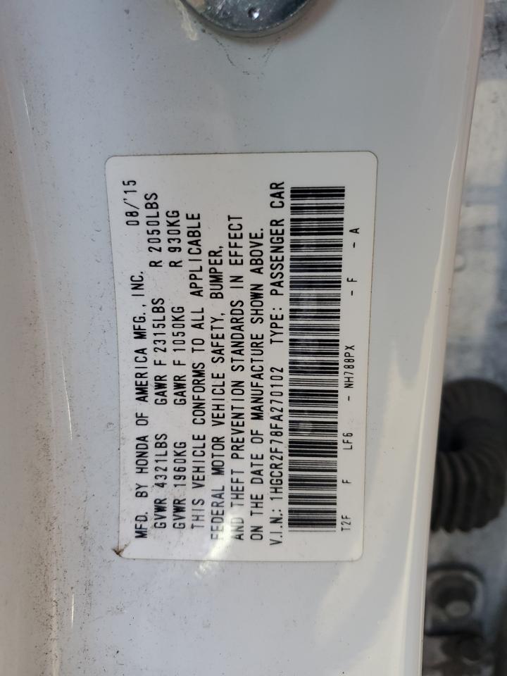 1HGCR2F78FA270102 2015 Honda Accord Ex