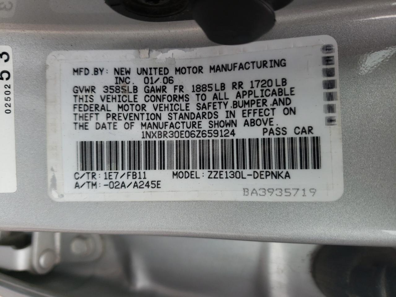 1NXBR30E06Z659124 2006 Toyota Corolla Ce