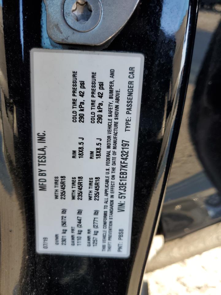 5YJ3E1EB7KF432197 2019 Tesla Model 3