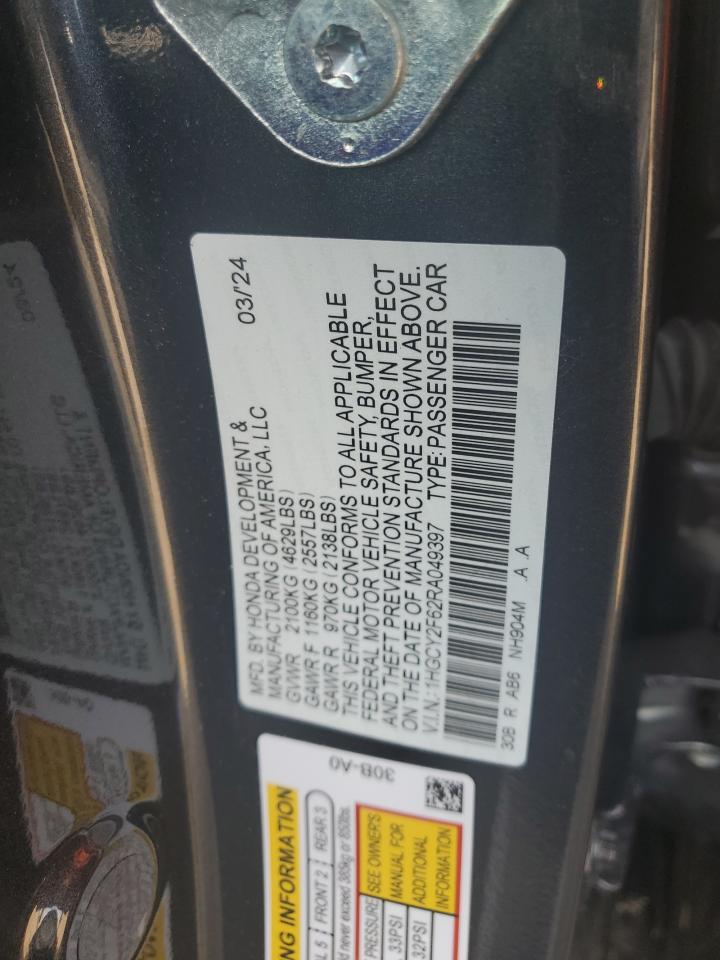 1HGCY2F62RA049397 2024 Honda Accord Hybrid Exl