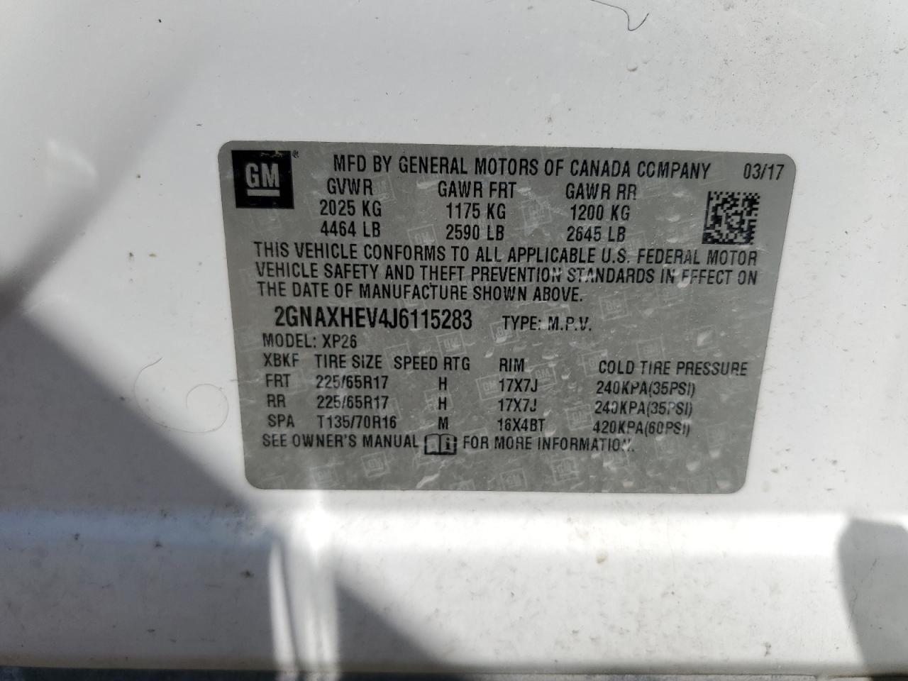 2GNAXHEV4J6115283 2018 CHEVROLET EQUINOX - Image 15