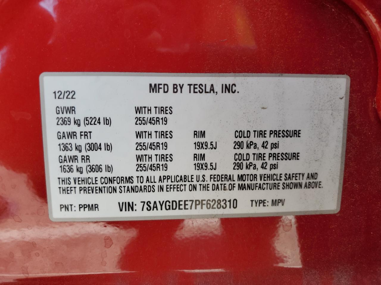 7SAYGDEE7PF628310 2023 Tesla Model Y