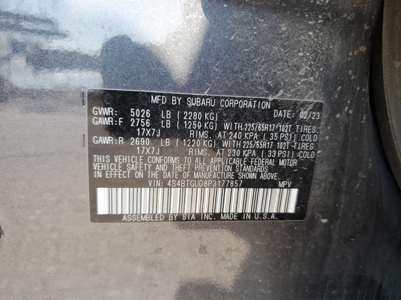 4S4BTGUD8P3177857 2023 Subaru Outback Wilderness