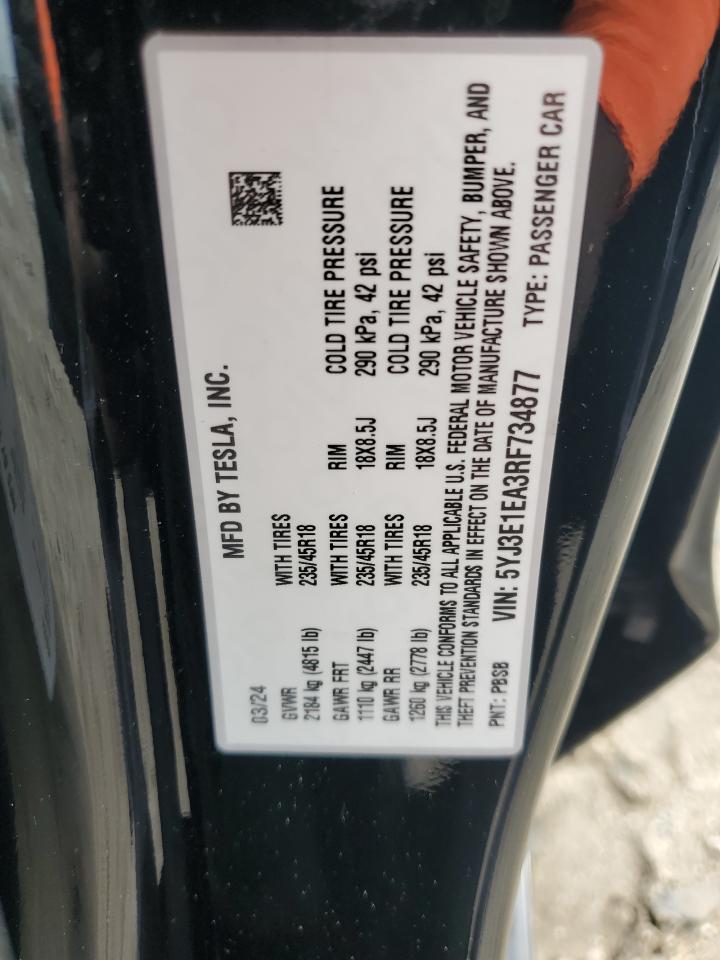 5YJ3E1EA3RF734877 2024 Tesla Model 3