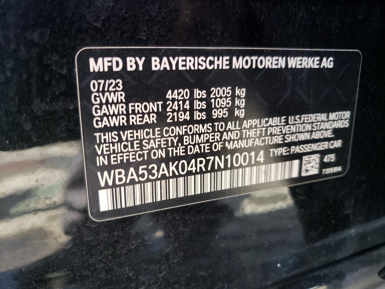 2024 BMW 228I VIN: WBA53AK04R7N10014 Lot: 71319984