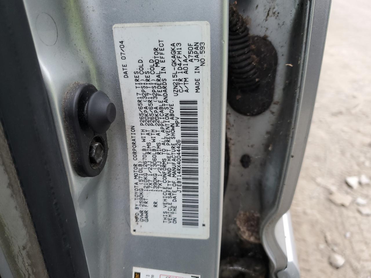 JTEBT14RX40044426 2004 Toyota 4Runner Sr5