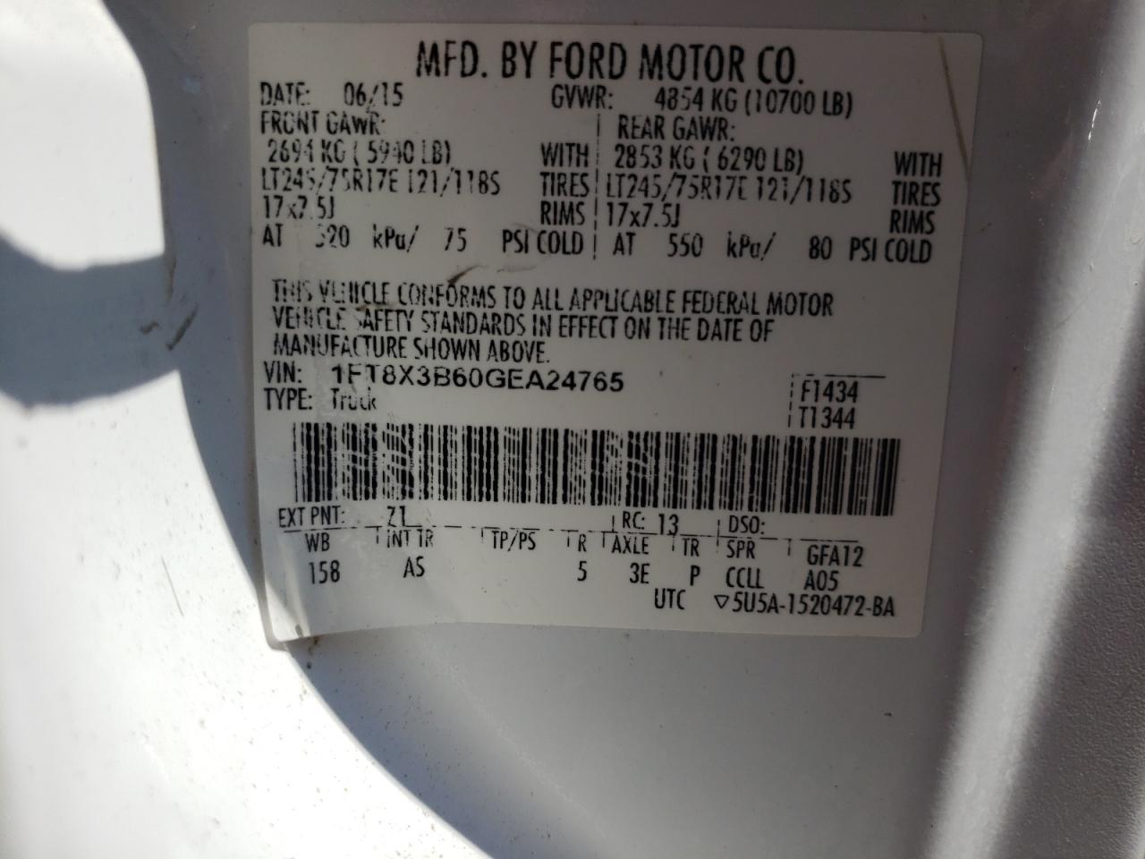 2016 Ford F350 Super Duty VIN: 1FT8X3B60GEA24765 Lot: 71397714