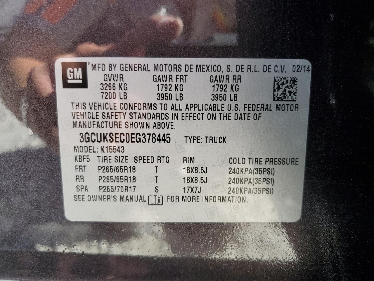 3GCUKSEC0EG378445 2014 Chevrolet Silverado K1500 Ltz