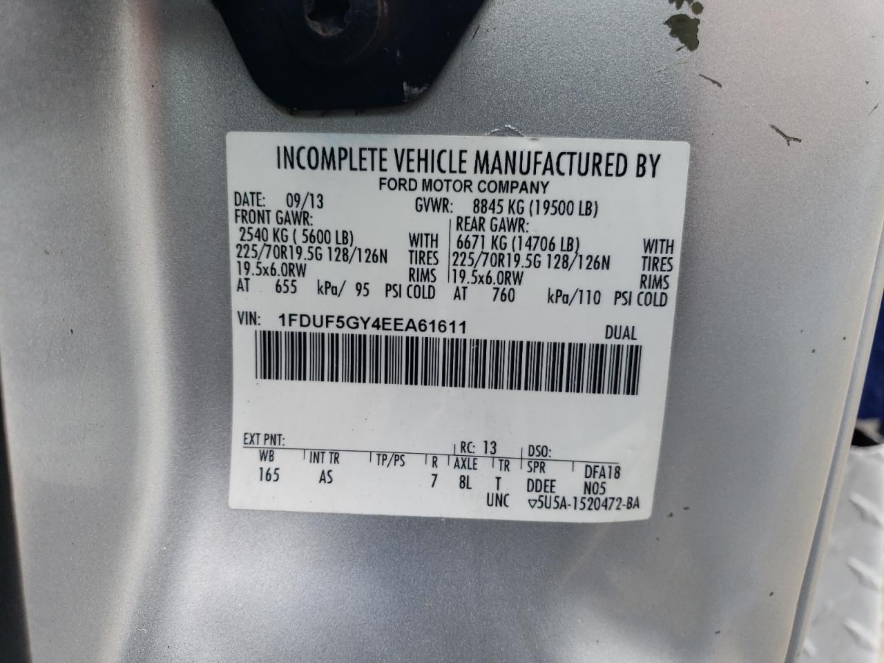 1FDUF5GY4EEA61611 2014 Ford F550 Super Duty