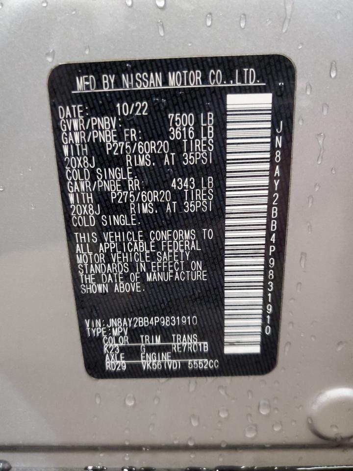 JN8AY2BB4P9831910 2023 Nissan Armada Sl