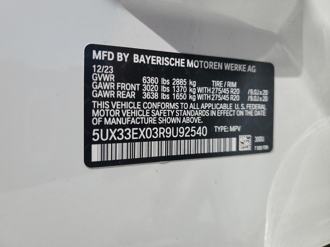 2024 BMW X6 xDrive40I VIN: 5UX33EX03R9U92540 Lot: 70430894