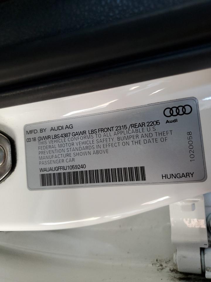 2018 Audi A3 Premium VIN: WAUAUGFF8J1059240 Lot: 73715464