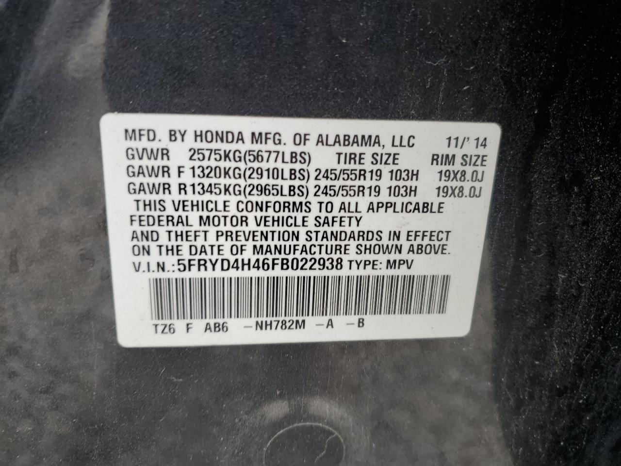 5FRYD4H46FB022938 2015 Acura Mdx Technology