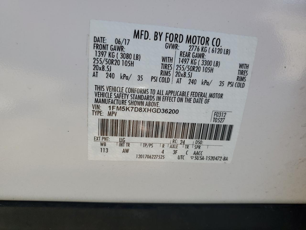 1FM5K7D8XHGD36200 2017 FORD EXPLORER - Image 13