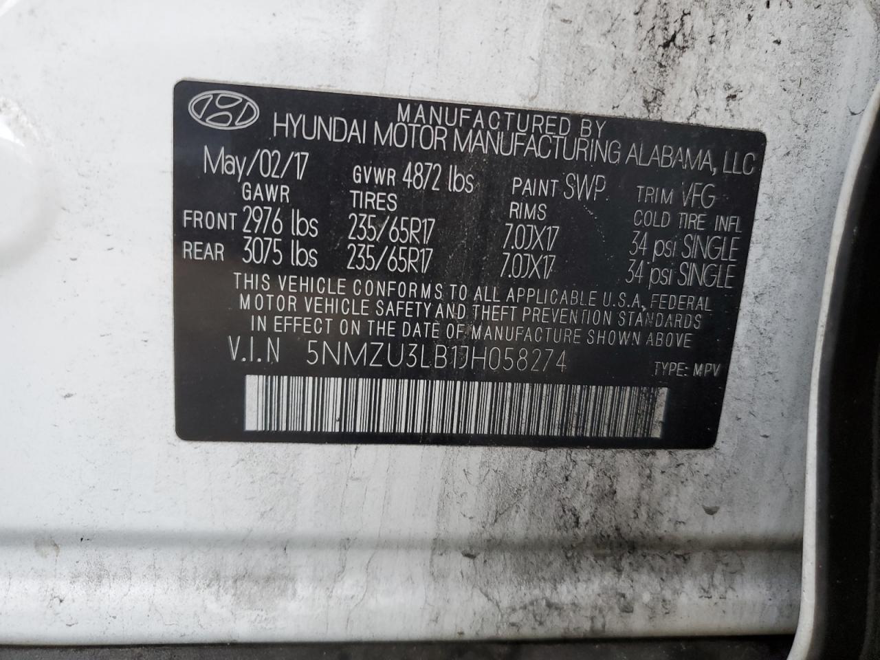 5NMZU3LB1JH058274 2018 HYUNDAI SANTA FE - Image 13