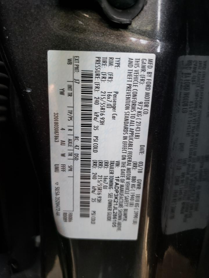 1FADP3K21JL286105 FORD FOCUS 2018