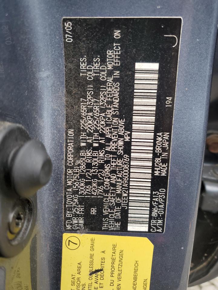 2006 Toyota Highlander Hybrid VIN: JTEEW21A960008769 Lot: 72816704