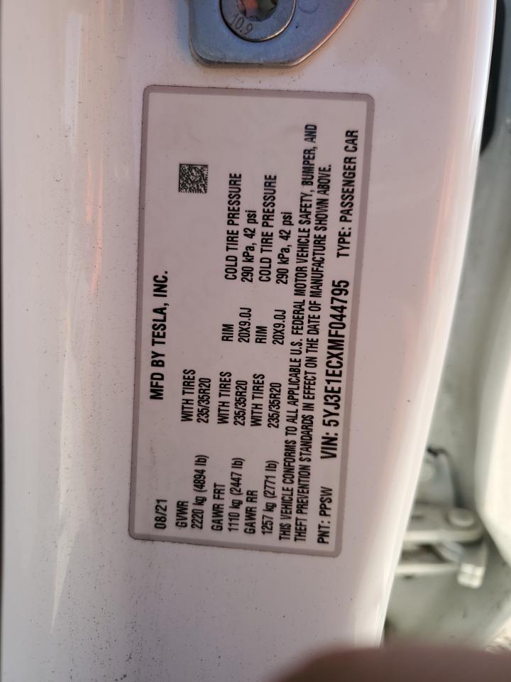 5YJ3E1ECXMF044795 2021 Tesla Model 3