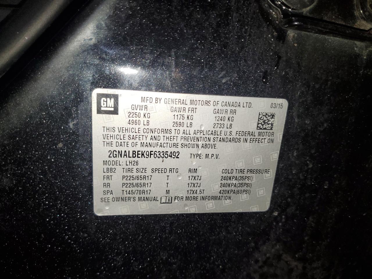 2GNALBEK9F6335492 2015 CHEVROLET EQUINOX - Image 13