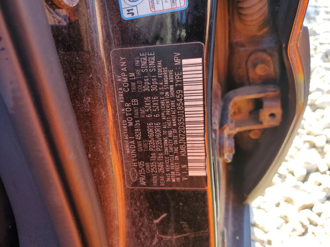 KM8JN72D35U185459 2005 Hyundai Tucson Gls