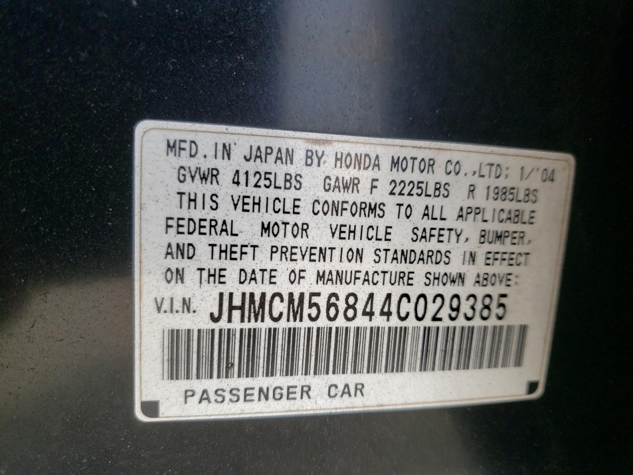 JHMCM56844C029385 2004 Honda Accord Ex