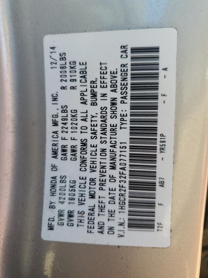 1HGCR2F32FA077151 2015 Honda Accord Lx