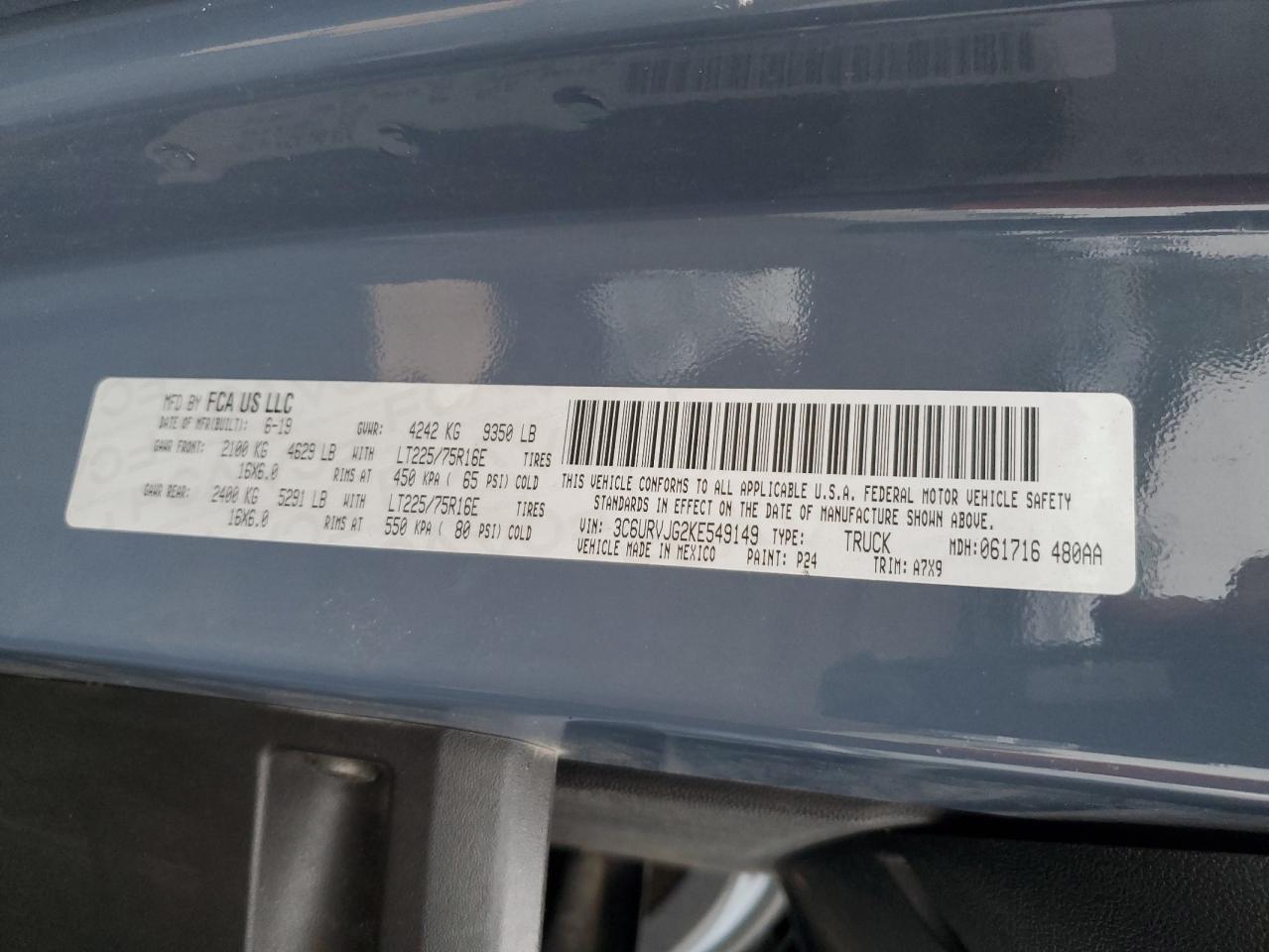 3C6URVJG2KE549149 2019 Ram Promaster 3500 3500 High