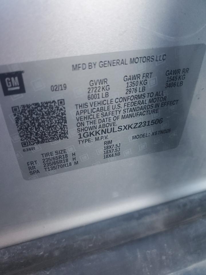 1GKKNULSXKZ231506 2019 GMC Acadia Slt-1