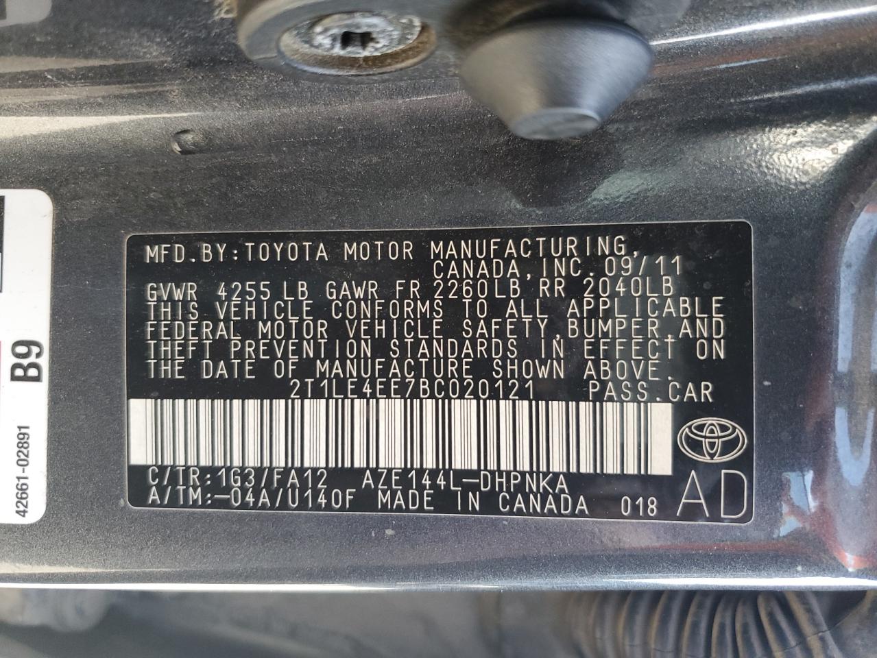 2T1LE4EE7BC020121 2011 Toyota Corolla Matrix S