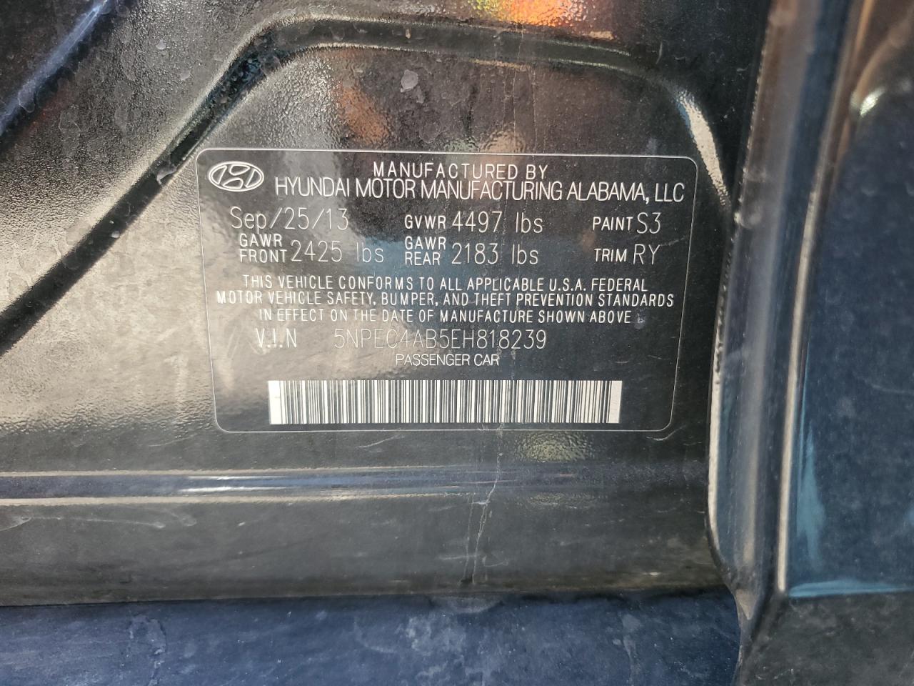 5NPEC4AB5EH818239 2014 Hyundai Sonata Se