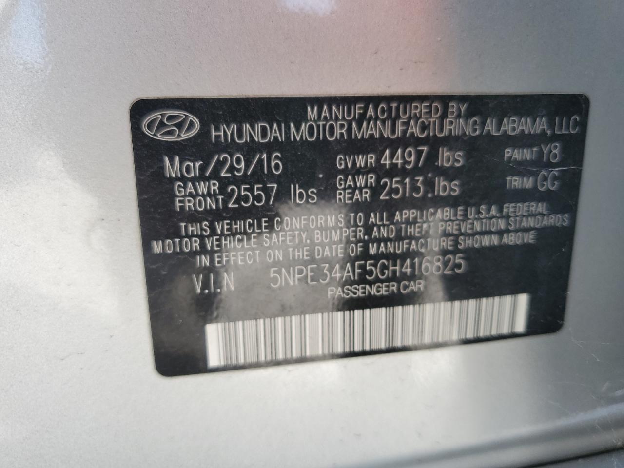 5NPE34AF5GH416825 2016 Hyundai Sonata Sport