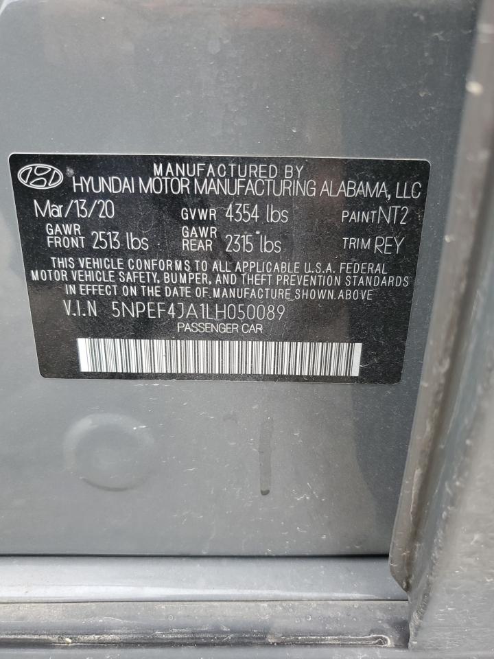 2020 Hyundai Sonata Sel VIN: 5NPEF4JA1LH050089 Lot: 72727064