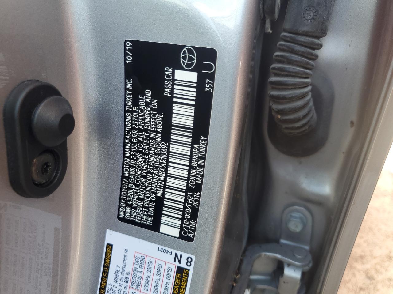 NMTKHMBX5LR103692 2020 Toyota C-Hr Xle