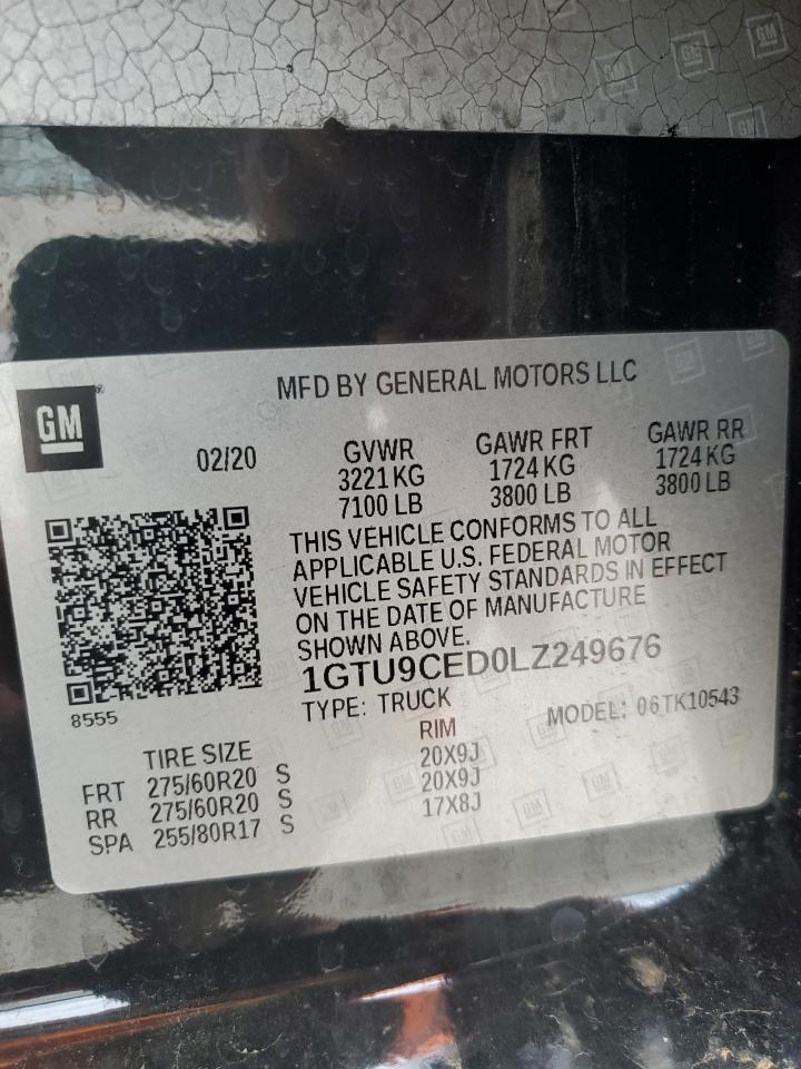 1GTU9CED0LZ249676 2020 GMC Sierra K1500 Elevation