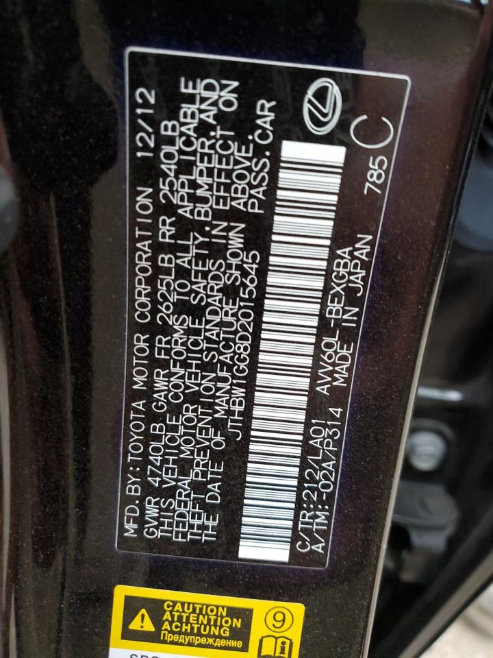 2013 Lexus Es 300H VIN: JTHBW1GG8D2015645 Lot: 73429974