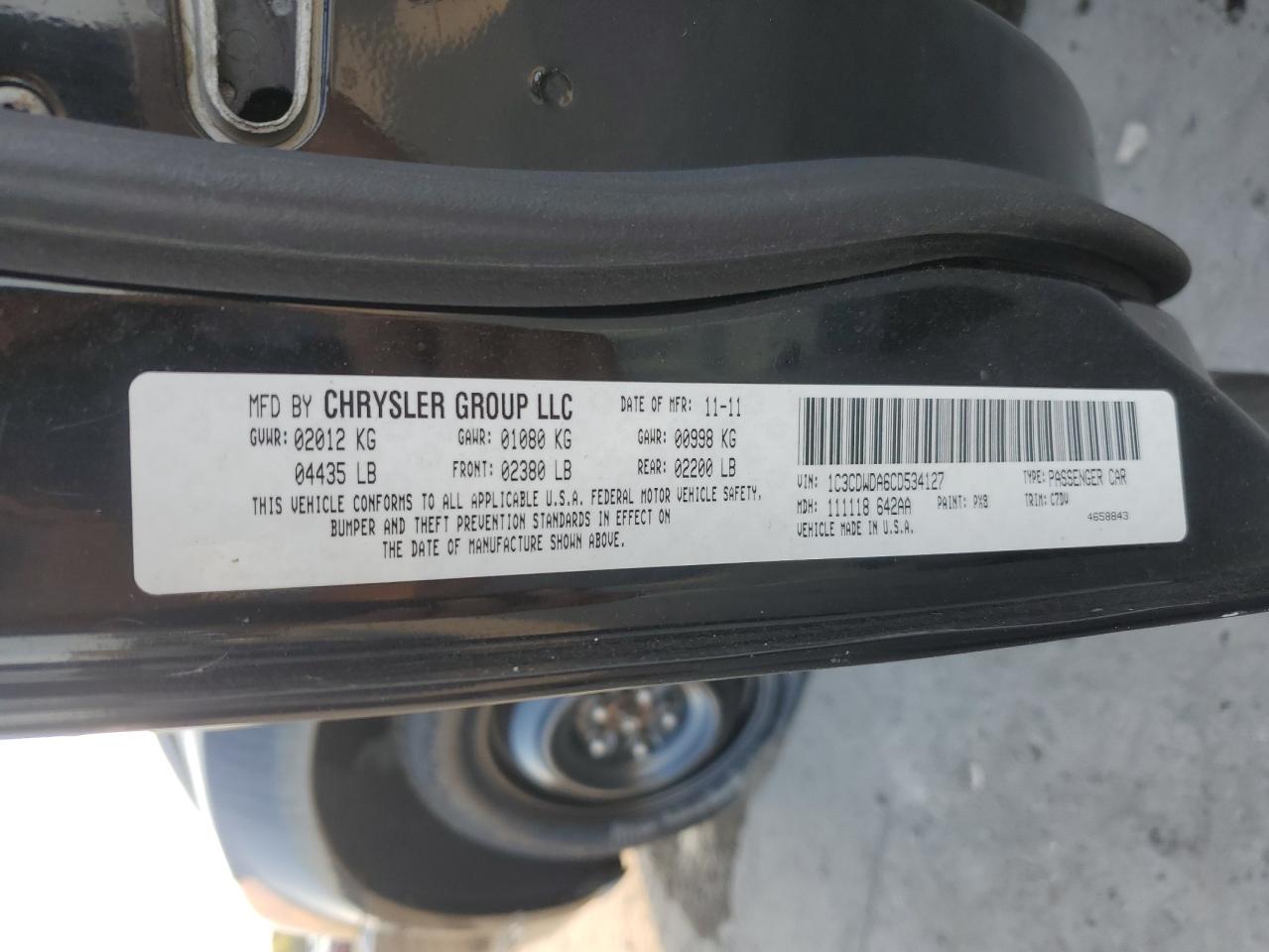 1C3CDWDA6CD534127 2012 Dodge Caliber Sxt